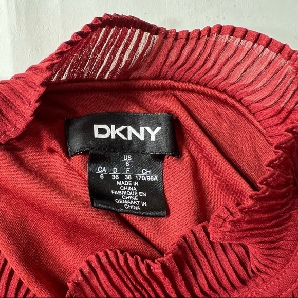 NWOT DKNY Long Sleeve Tie Neck Pleated Shift Dress - Picture 7 of 7